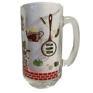 50s Hazel Atlas Americana Series Beer Mug Glass Stein Kitchen Cookout Set 2 MCM